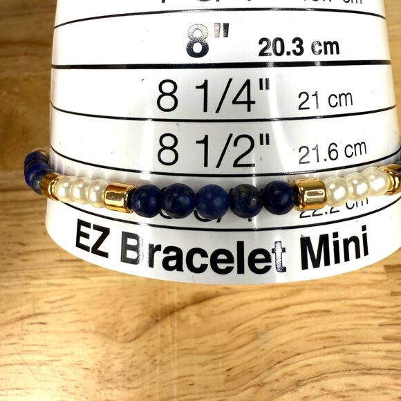 J.Crew Pearl & Lapis Blue Stone Anklet With Gold Accents Adjustable Length - Picture 8 of 11